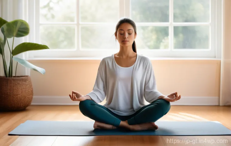명상 앱을 활용한 일일 루틴 - **Image Prompt 1: Serene Morning Mindfulness**
    A young adult, gender-neutral, sits peacefully on...